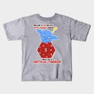 I rolled a 20 on my intelligence check; now I'm a critical thinker //d20 // Goblin Kids T-Shirt